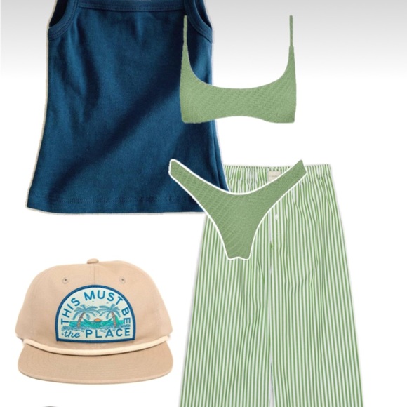 Viral! Comme Si La Boxer Alta, Cotton Poplin Green Martini Stripe Sold Out - Picture 5 of 6